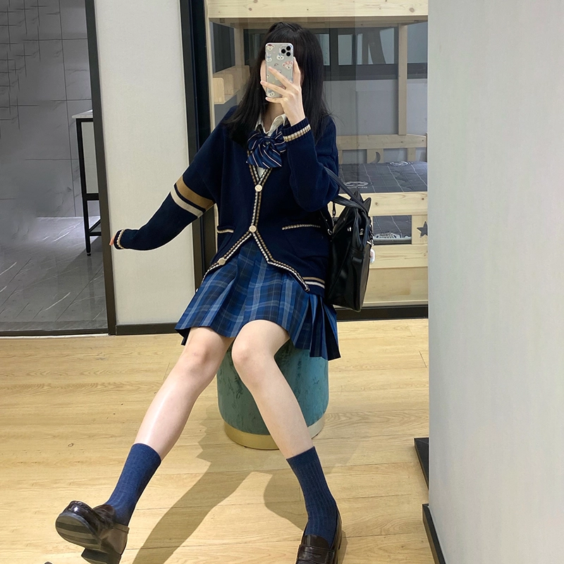 东鲸岁时记 格子高腰百褶短款制服裙装 津岚女高