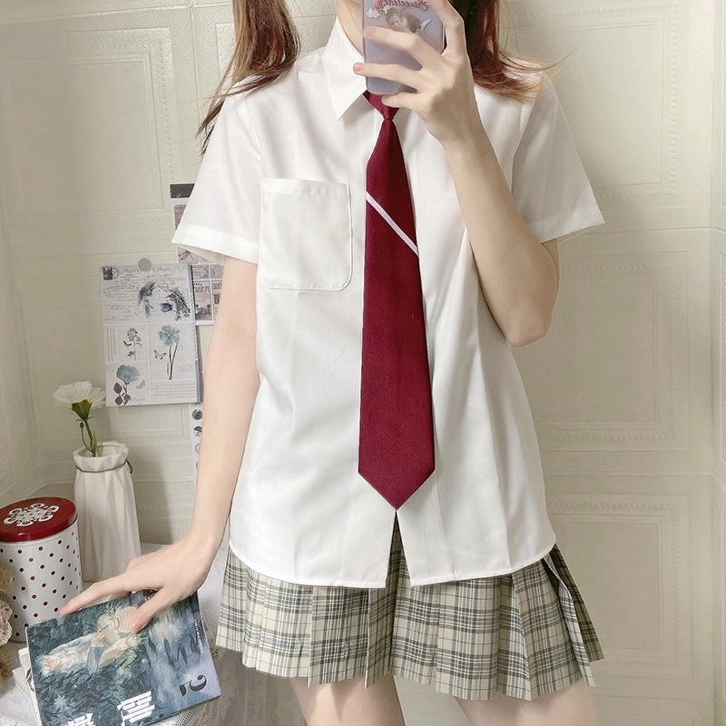 东鲸岁时记 纯色制服短袖衬衫 女款 白色