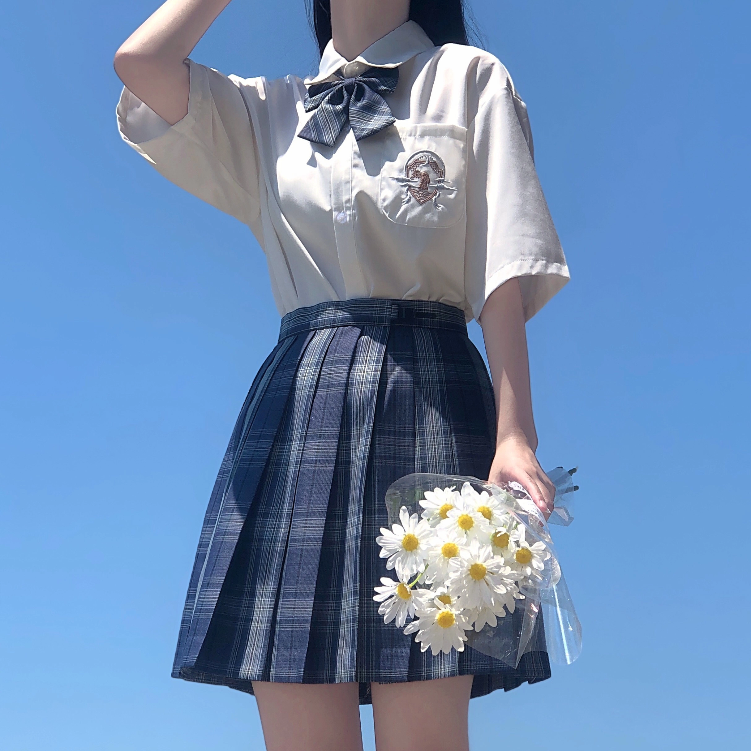 九条喵 刺绣短袖衬衫制服上装 女款