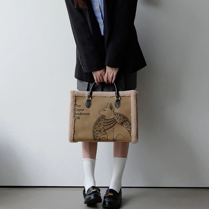 大英博物馆 盖亚·安德森猫系列 刺绣 真皮 手提包 女款