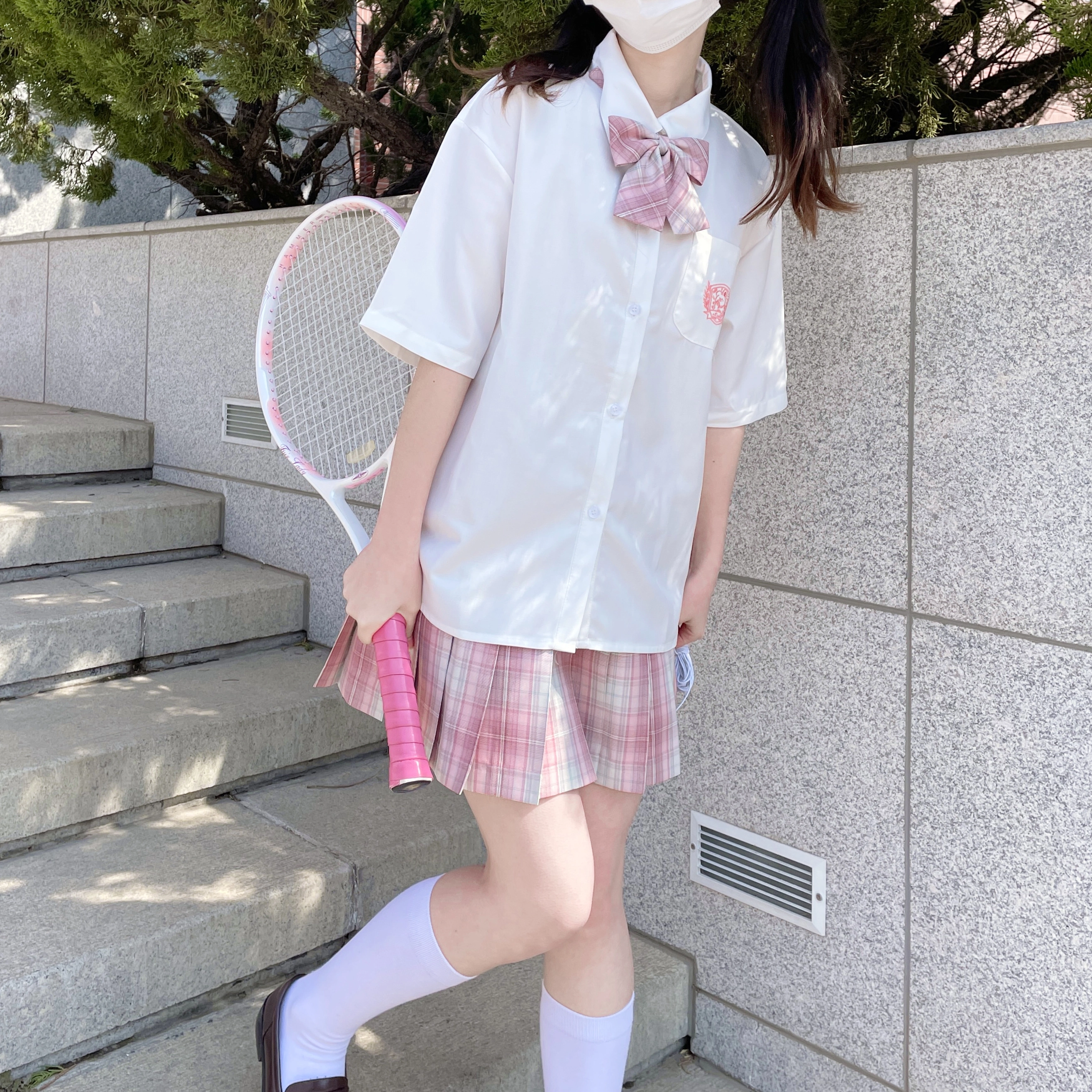 九条喵 刺绣短袖衬衫制服上装 女款