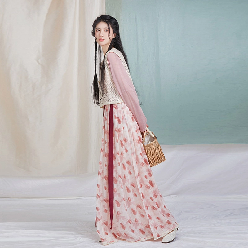 织造司 树莓 纯色轻薄透气圆领衫日常简约原创唐制汉服 女款 浅粉色