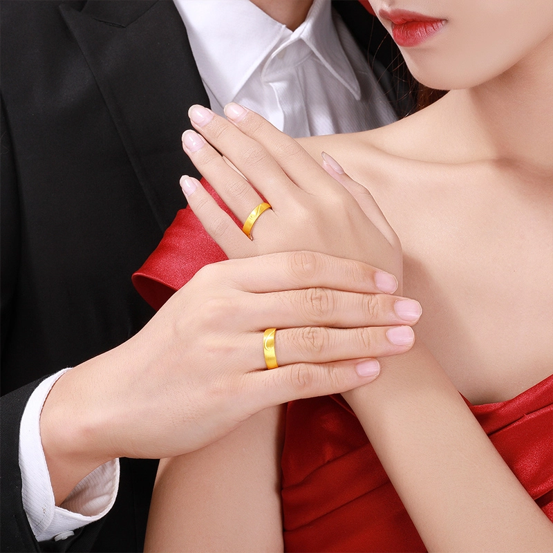 周六福 足金结婚活口可调节爱心戒 黄金 按克计价 戒指 男女同款情侣款