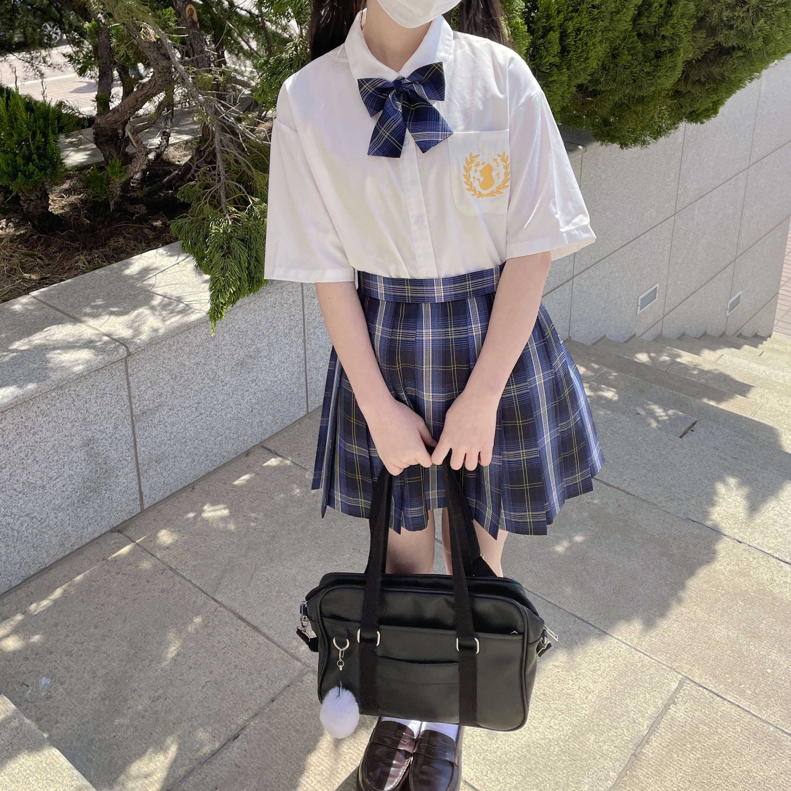 九条喵 刺绣短袖衬衫制服上装 女款