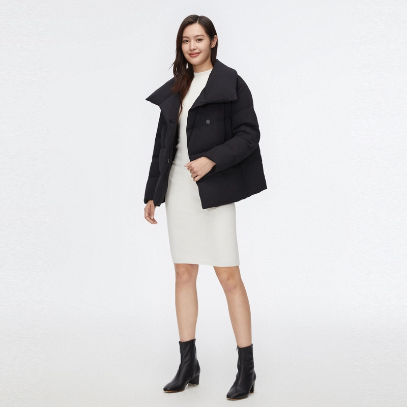 波司登 纯色翻领拉链羽绒服外套 女款 
