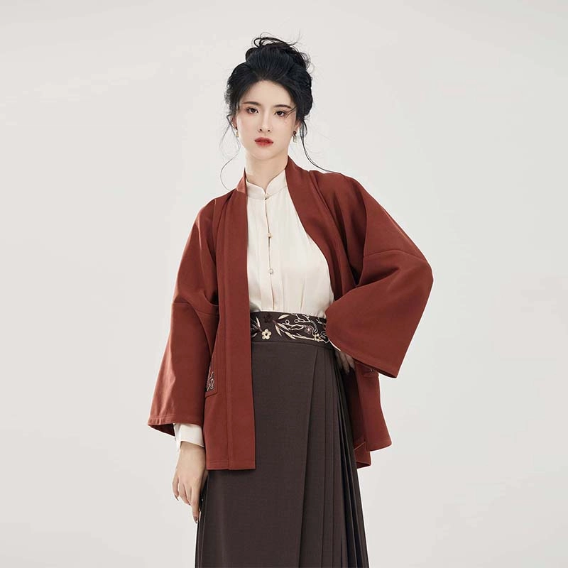 织造司 归秋 明制立领对襟衫汉元素褙子马面裙三件套汉服 女款
