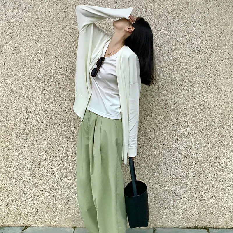 周淼 纯色宽松萝卜休闲裤高腰百搭老爹阔腿裤子 女款