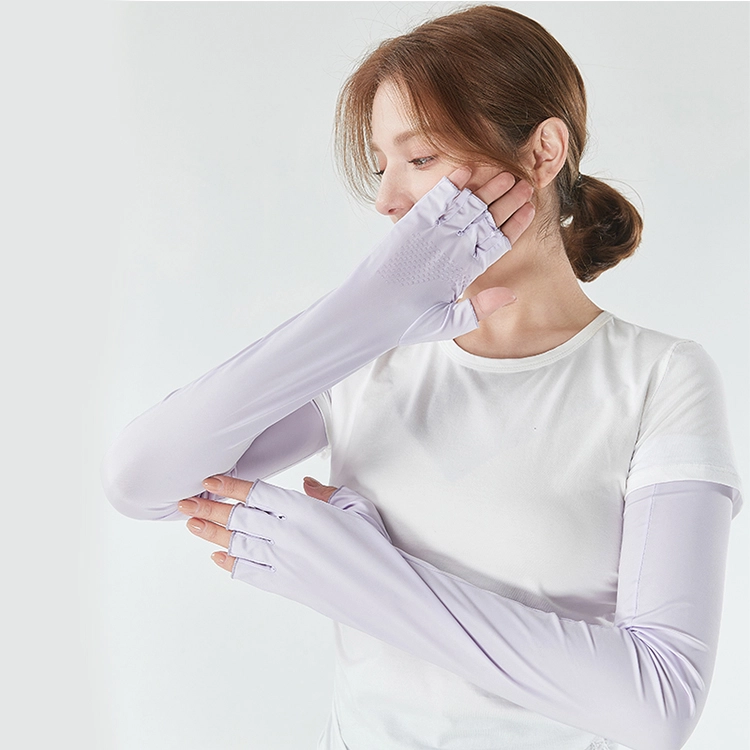 玖慕 夏防紫外线冰丝薄户外骑行冰袖护臂防滑开车手套 防晒袖 女款
