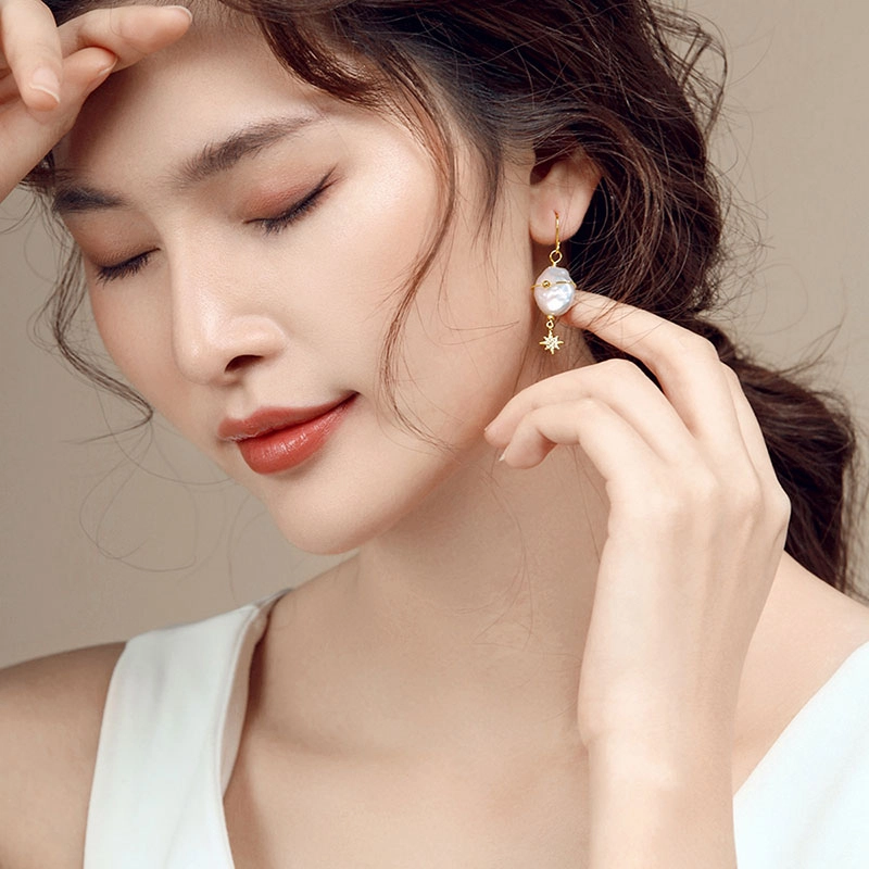 珍珠皇后 个性巴洛克淡水珍珠耳饰女
