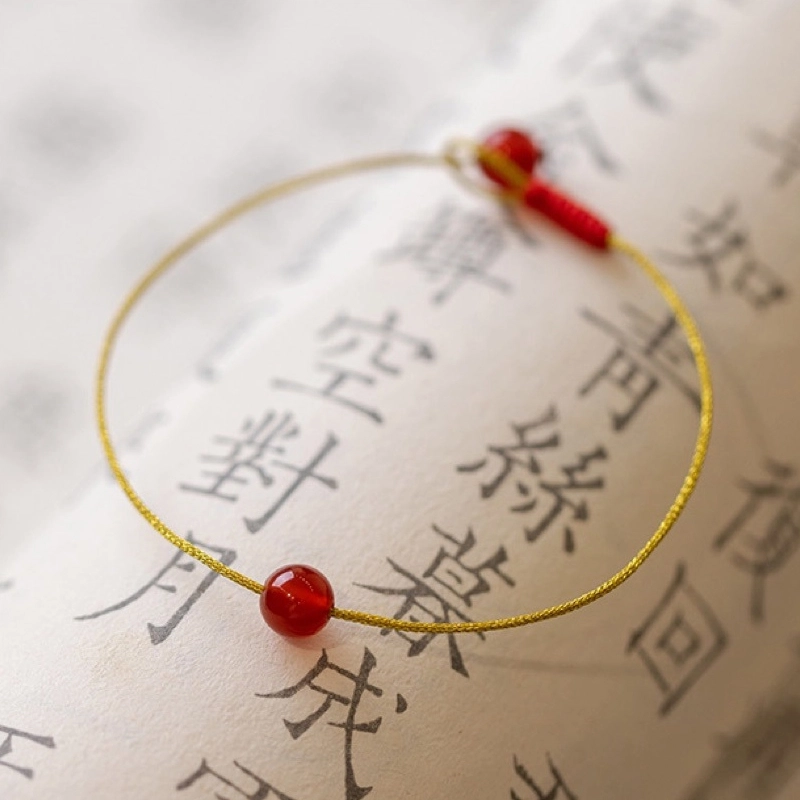 鸳鸯金楼 新中式国风祈福系列百岁无忧 金丝玛瑙手绳守护转运珠 极简高级感复古风手链 女
