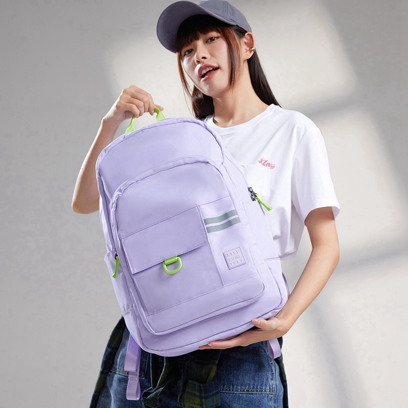 特步 运动休闲户外 织物 旅行包电脑包书包背包双肩包 常规 男女同款情侣款 黑/米白/浅紫