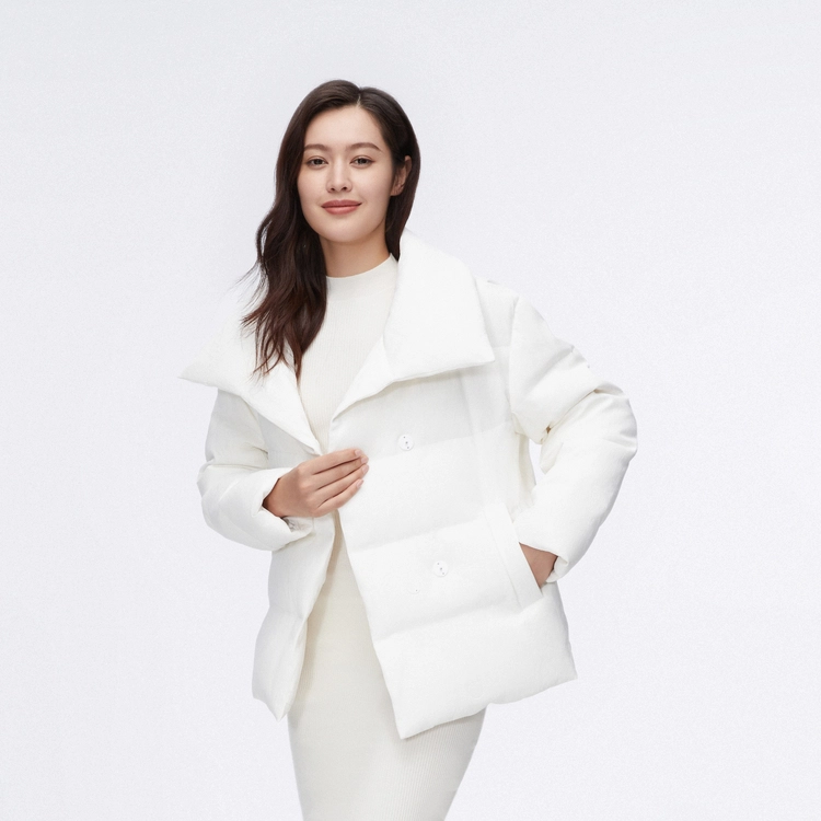 波司登 纯色翻领拉链羽绒服外套 女款 