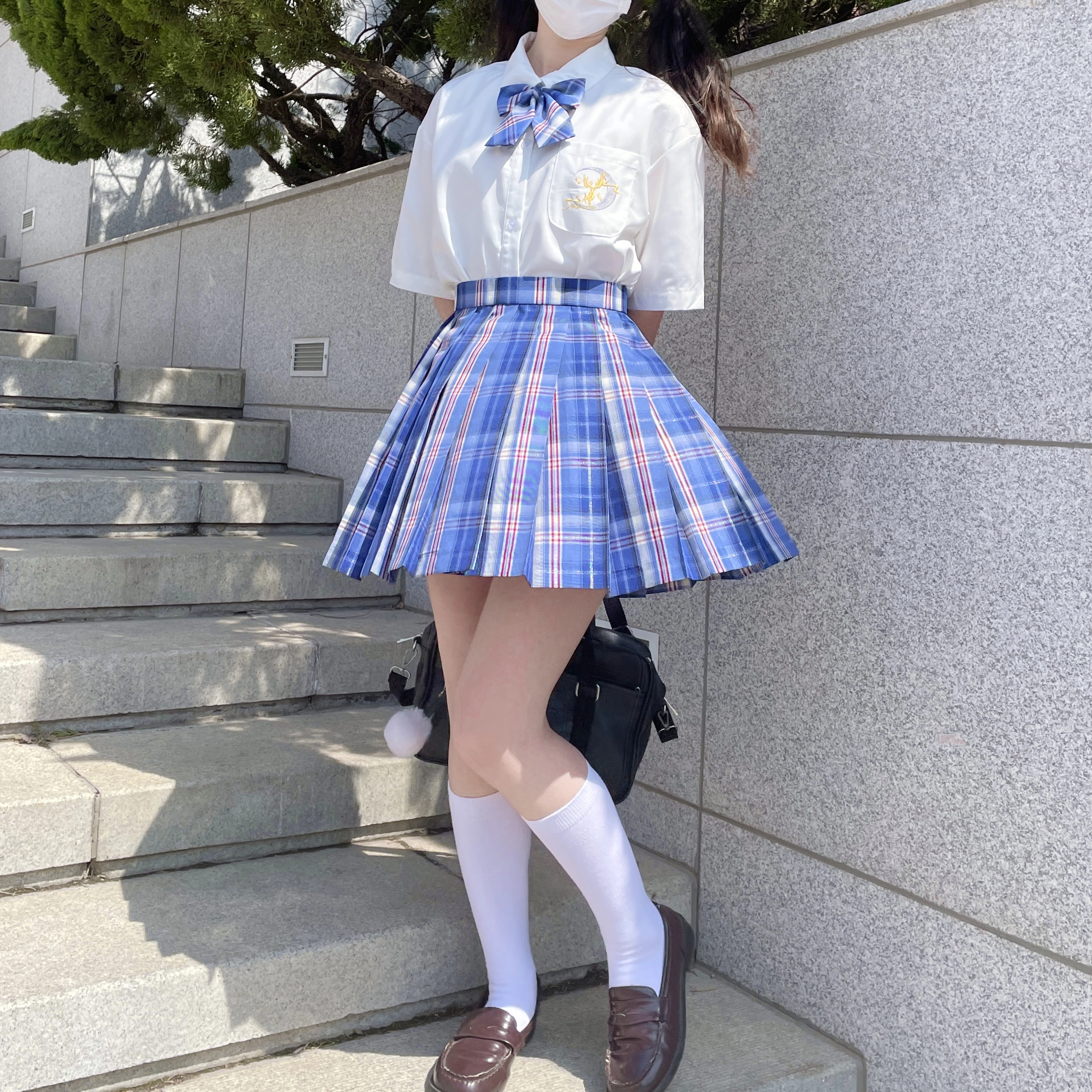 九条喵 刺绣短袖衬衫制服上装 女款