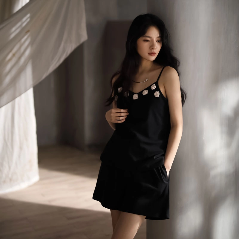 同语 睡衣 女夏天吊带纯棉薄款套装 休闲甜美可爱女士夏季家居服 家居套装