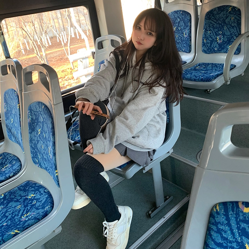 东鲸岁时记 纯色拉链宽松字母刺绣加绒开衫连帽卫衣 女款