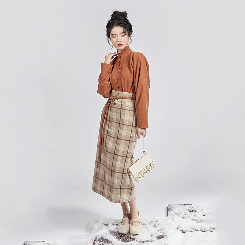 织造司 花生汤圆 方领半臂棉服汉元素立领宋旋裙日常原创明制汉服 女款 橘色