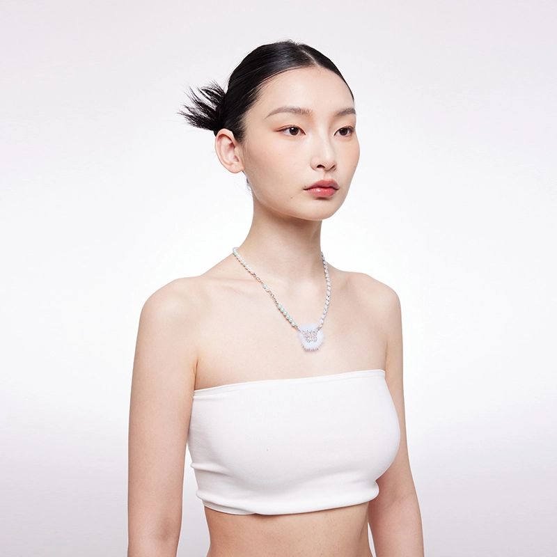 STUGAZI Furry Baby Blue Asymmetrical Necklace