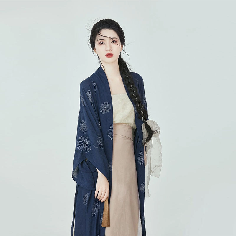 织造司 鸢茶 宋制长干寺半袖对襟长衫吊带改良三裥裙原创汉服 女款