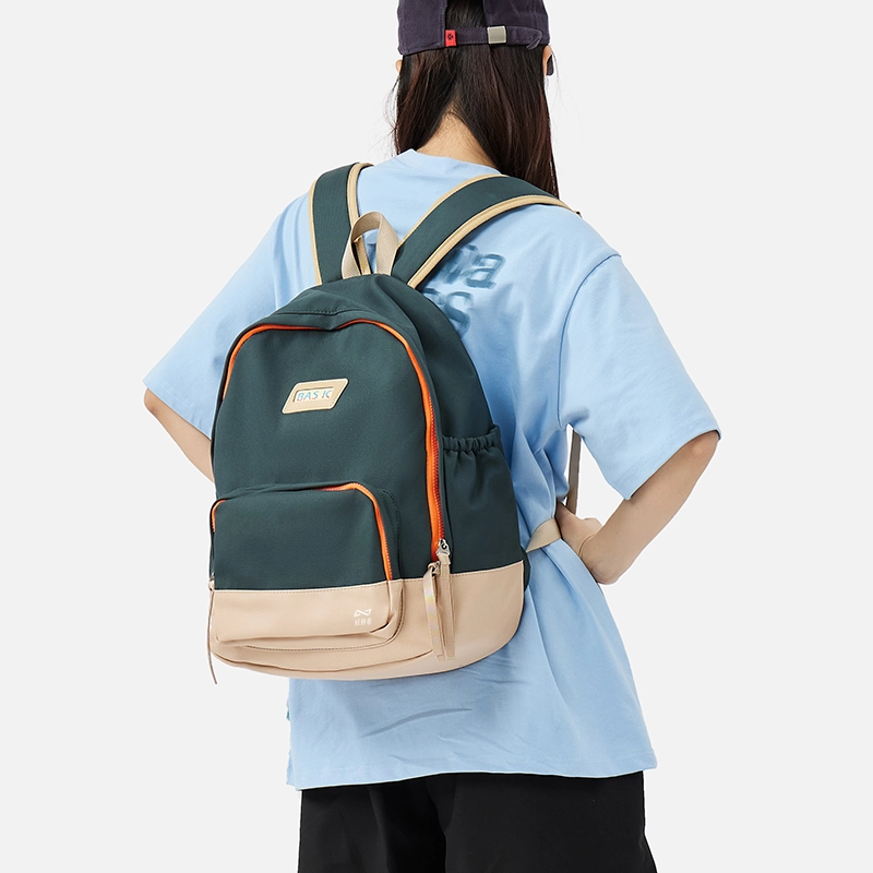 轻骑者 休闲百搭高中大学生潮流拼色大容量通勤轻便 织物 书包背包双肩包 常规 男女同款情侣款 白色/黑色/黄色/绿色