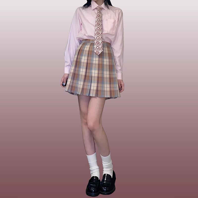 东鲸岁时记 格子制服百褶半身裙 女款