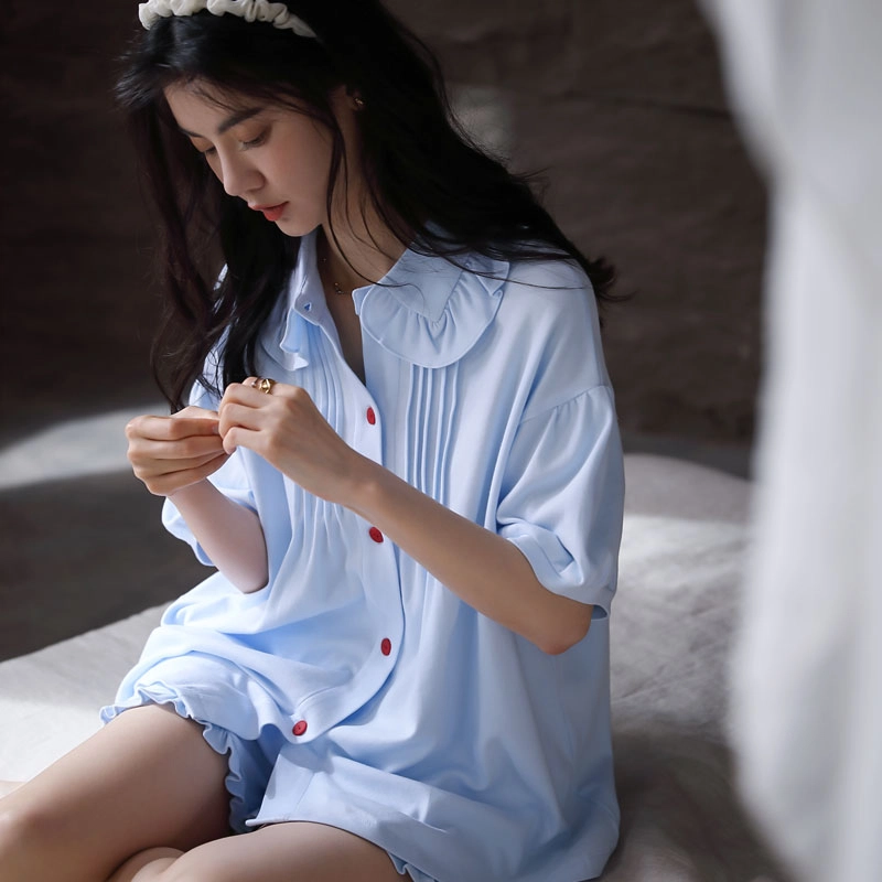 同语 凉感棉睡衣女夏季短袖纯棉薄款套装可外穿夏天女士 家居套装