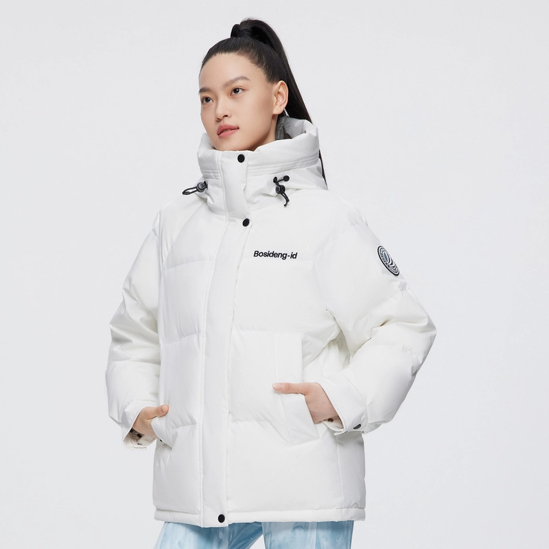 波司登 时尚运动系列 雪山印花短款抽象图案连帽宽松中长款羽绒服 女款