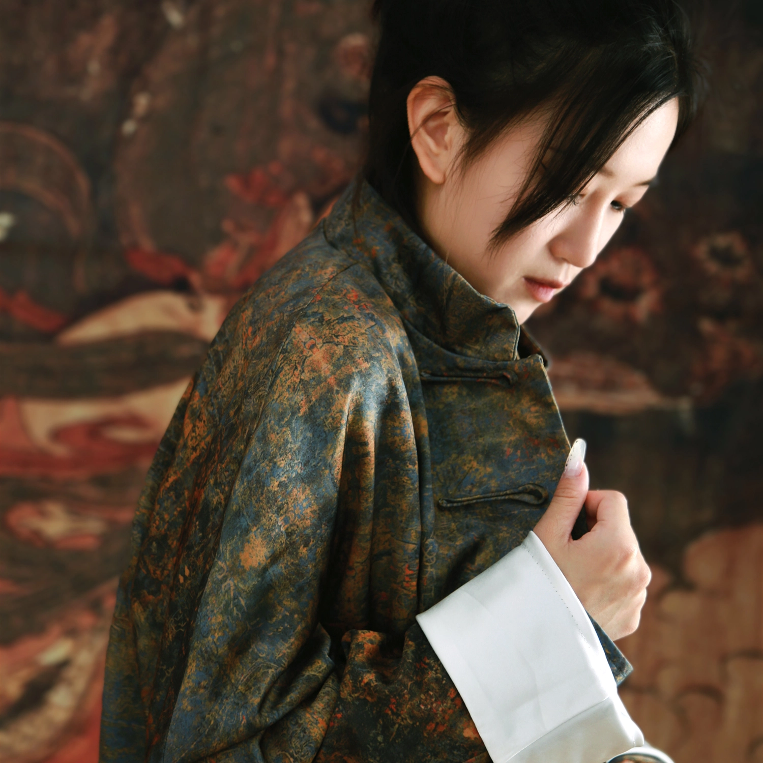 三省六部 青铜淬春秋中国风复古手工盘扣唐装夹克 男女同款 墨绿色