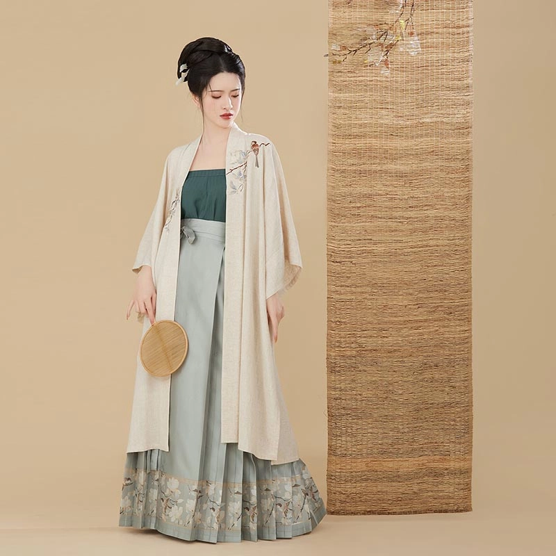 织造司 玉兰吱 长干寺吊带宋抹仿妆花百迭裙古风原创宋制七分袖动物图案汉服 女款
