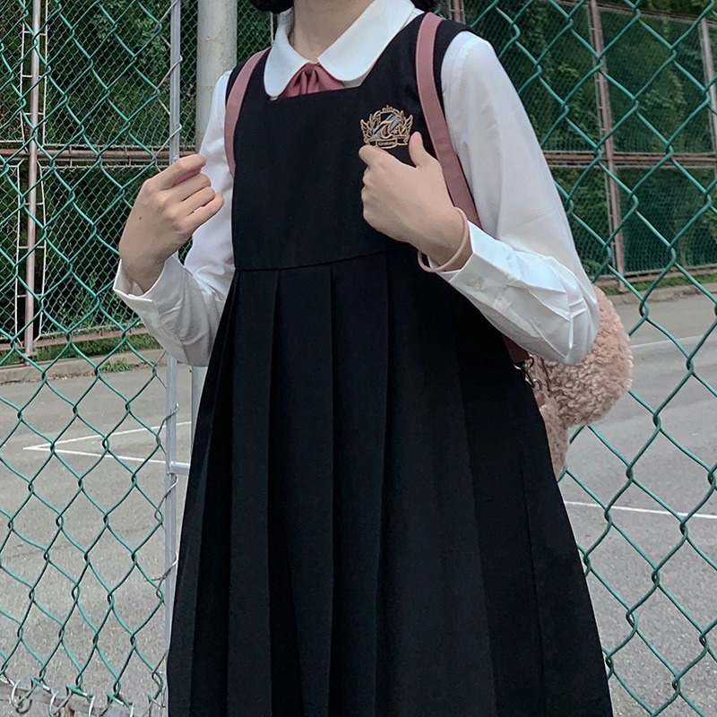 东鲸岁时记 圆领褶皱刺绣无袖连衣裙 女款