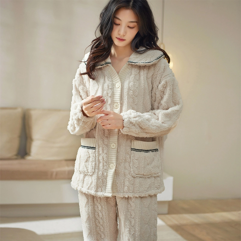 小情歌 珊瑚绒睡衣 冬季 温柔加厚加绒保暖御寒家居服 女款 白色