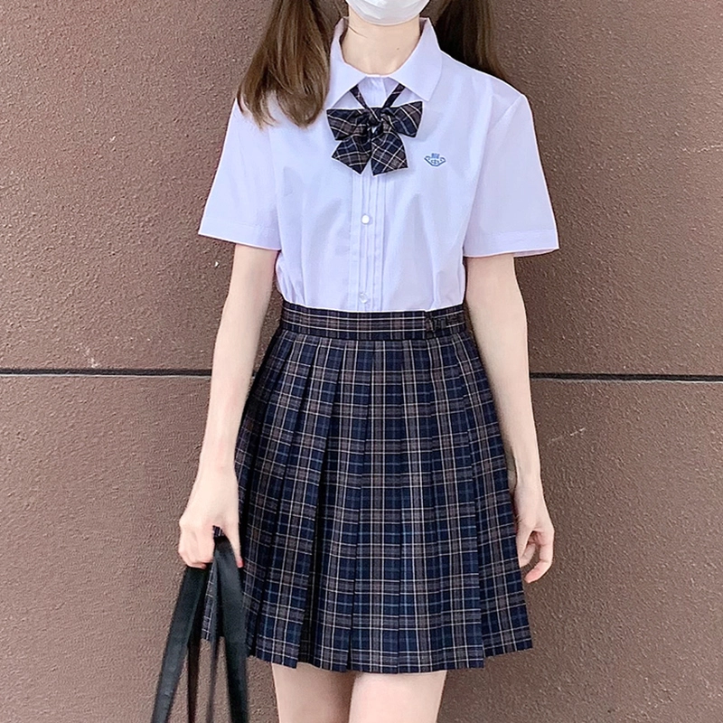 东鲸岁时记 刺绣印花收腰短袖 紫川附中衬衫 女款