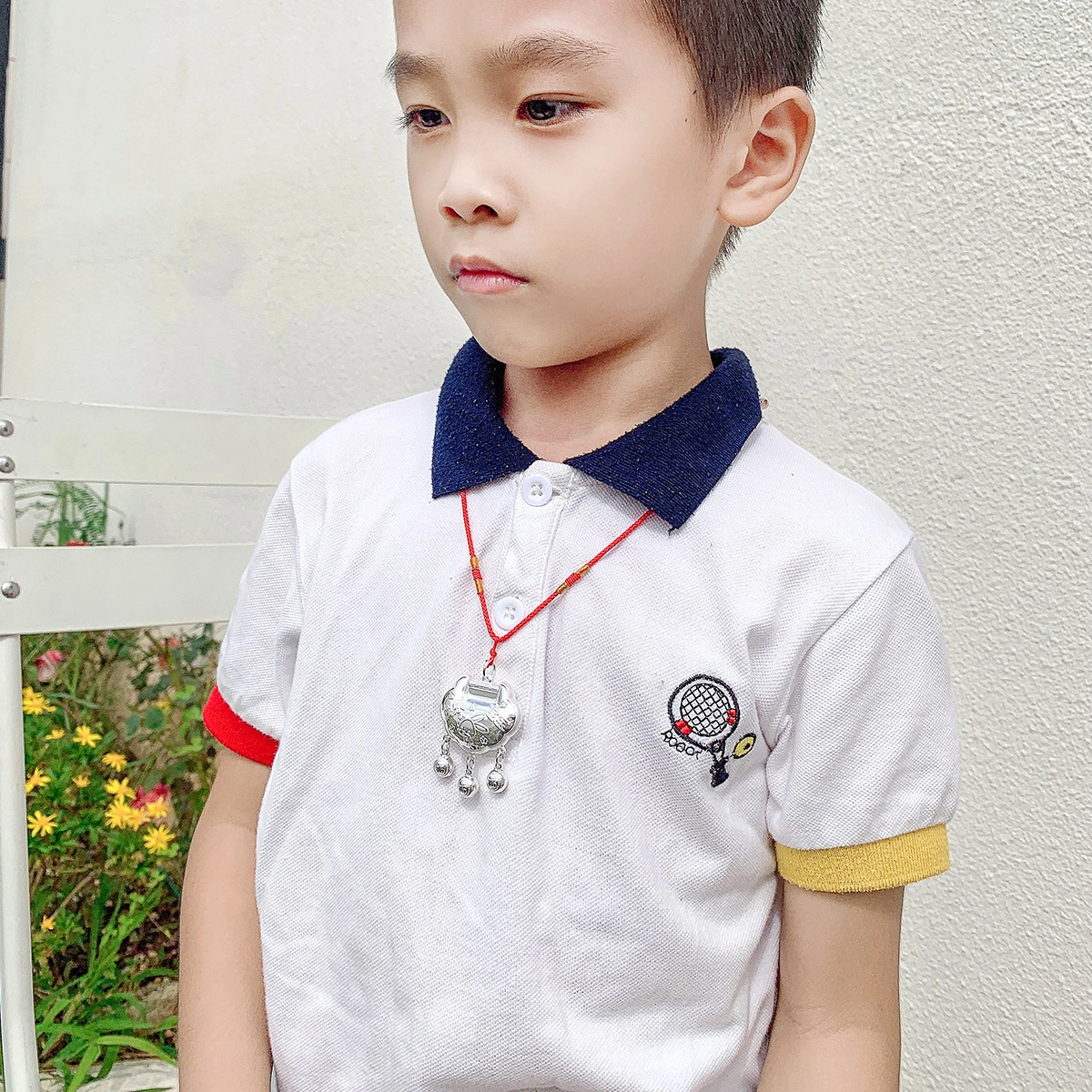 梦金园 快乐兔宝宝银吊坠 足银长命锁   本命年兔年限定平安锁  小孩婴童 生日满月周岁礼物