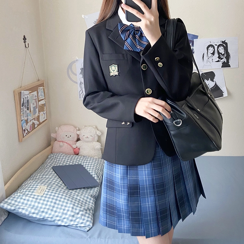东鲸岁时记  格纹学院风短款百褶半身制服裙装 水梨町