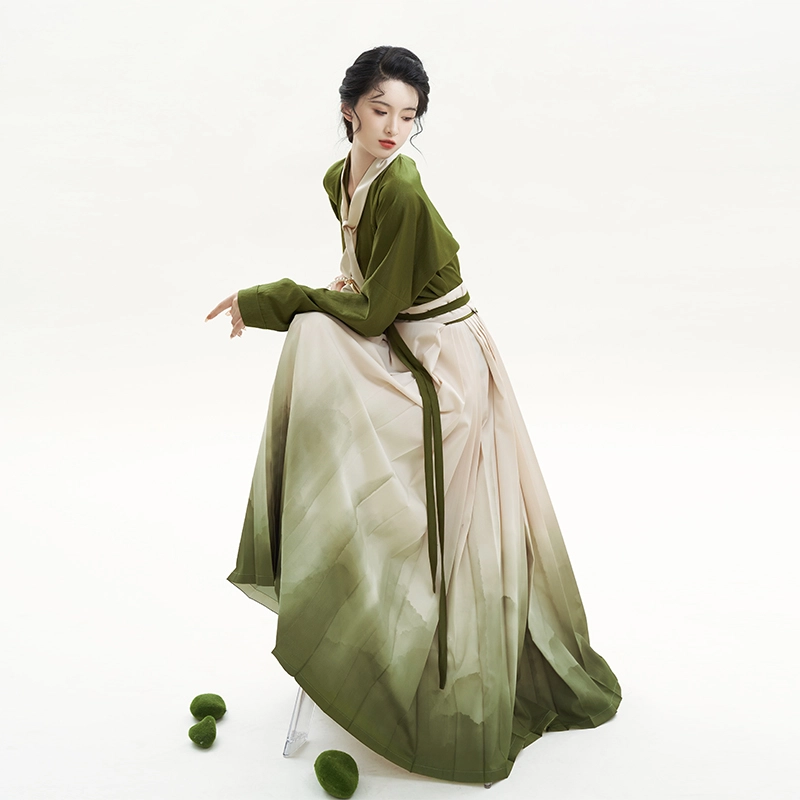 织造司 明制汉元素交领窄袖合身汉服 女款 绿色