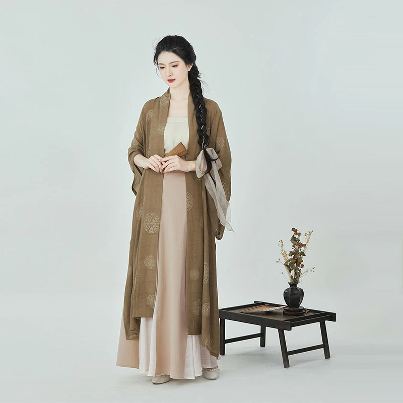 织造司 鸢茶 宋制长干寺半袖对襟长衫吊带改良三裥裙原创汉服 女款