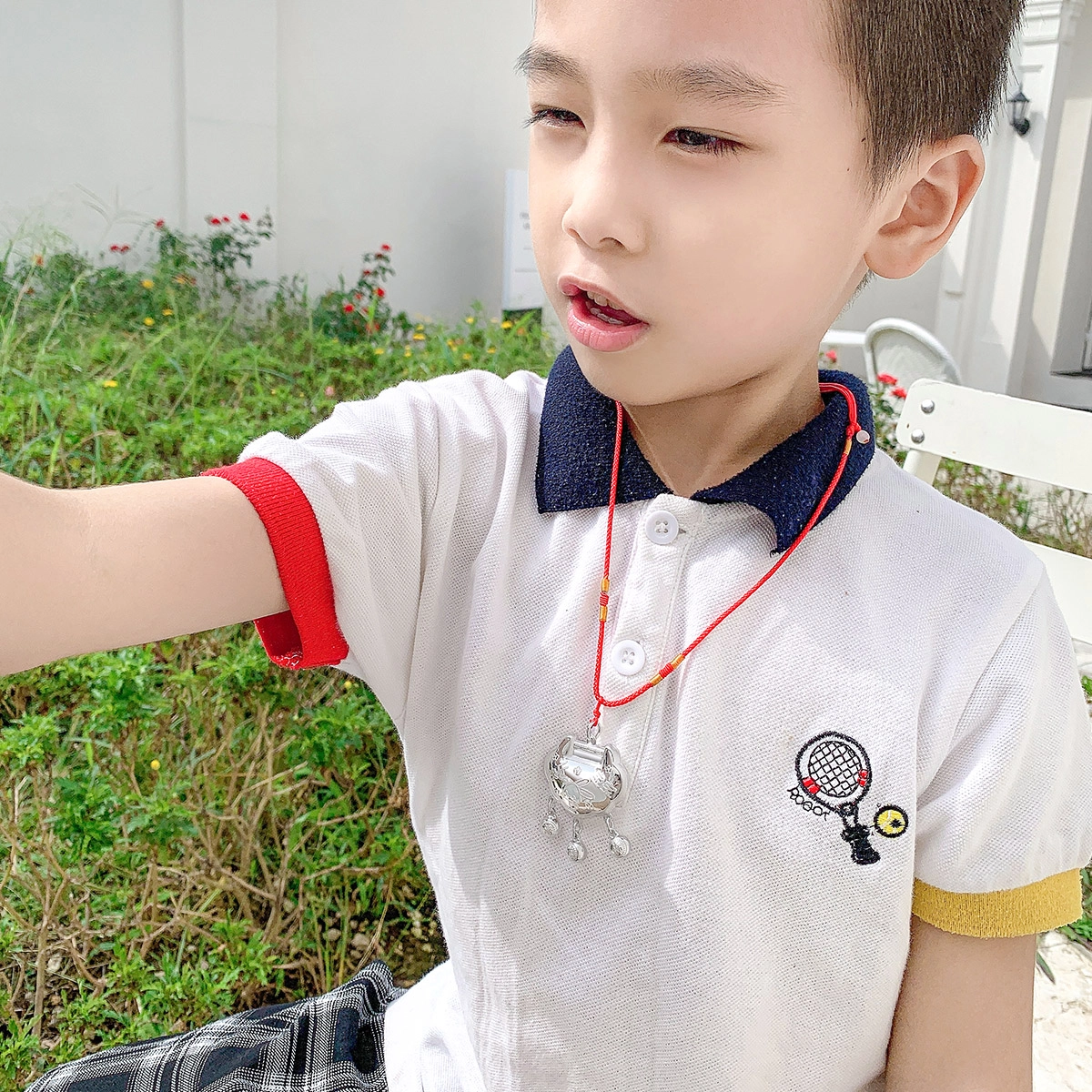 梦金园 快乐兔宝宝银吊坠 足银长命锁   本命年兔年限定平安锁  小孩婴童 生日满月周岁礼物