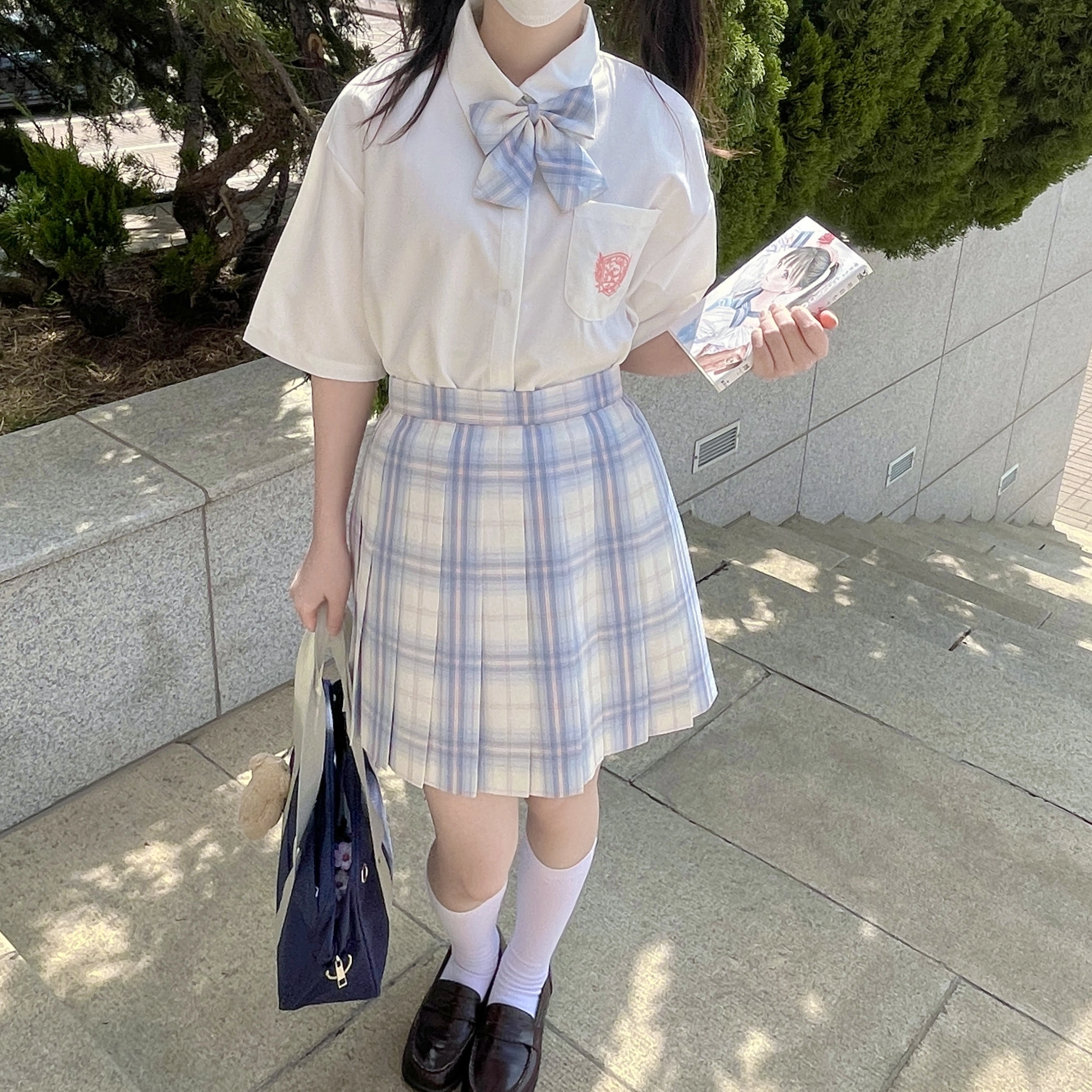 九条喵 刺绣短袖衬衫制服上装 女款