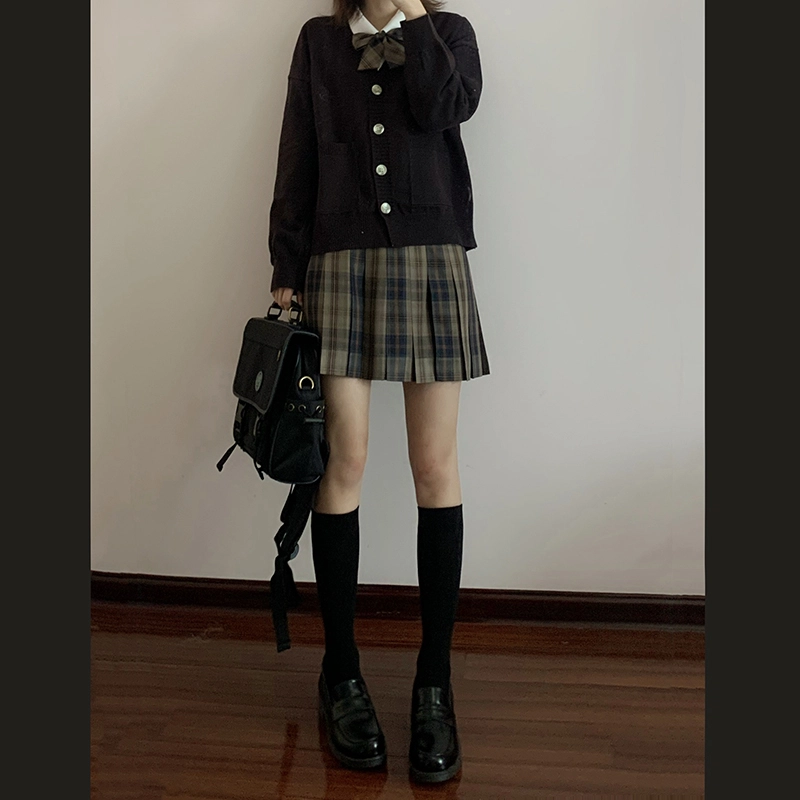 东鲸岁时记 格纹褶皱高腰短款高腰半身裙 女款