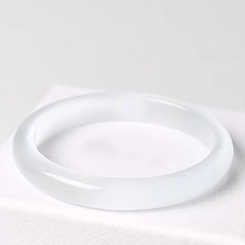 赛菲尔 雾霾蓝猫清新白茶清欢叮当镯 复古白月光猫眼石 古风旗袍国潮 闺蜜款 玉石 手镯 女款