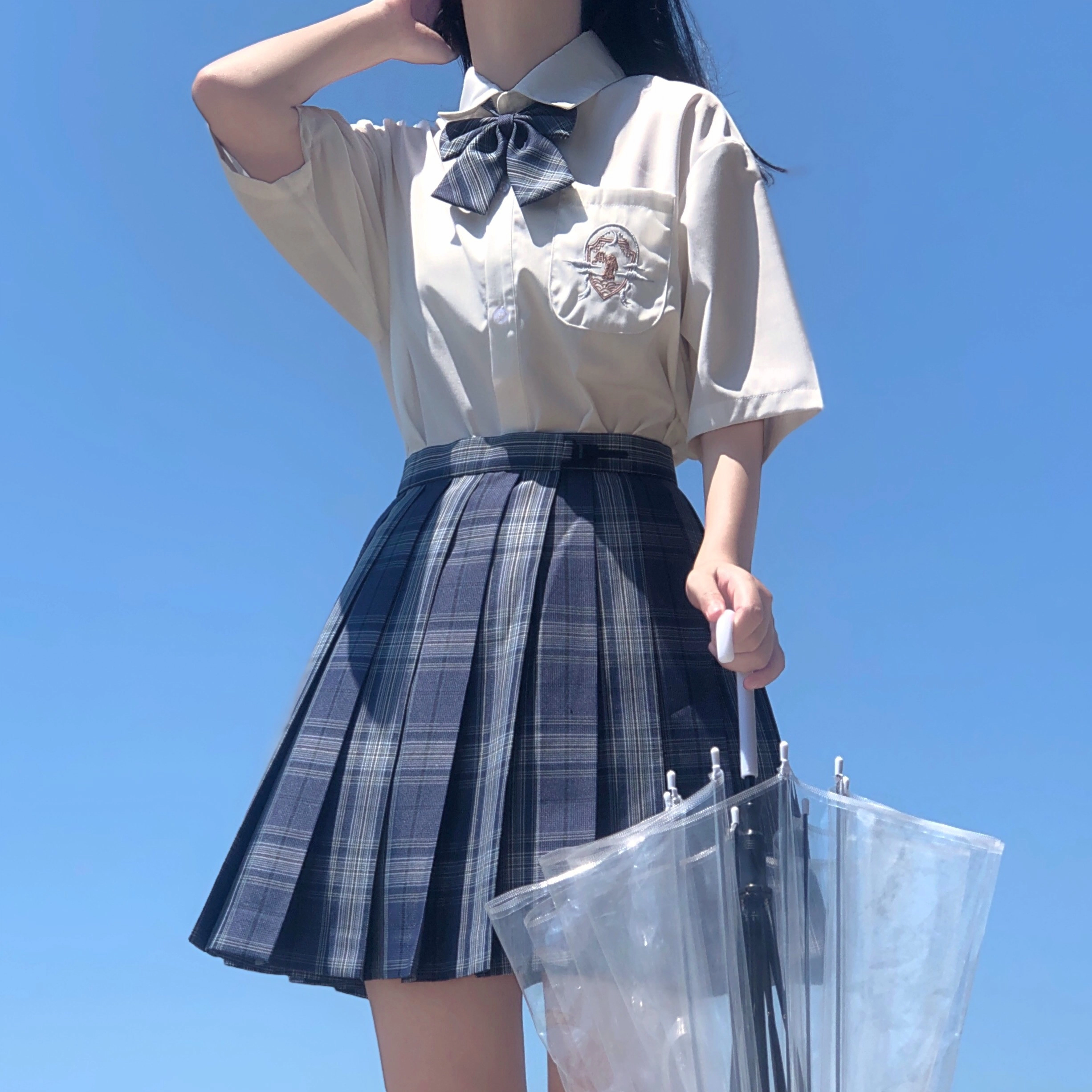 九条喵 刺绣短袖衬衫制服上装 女款