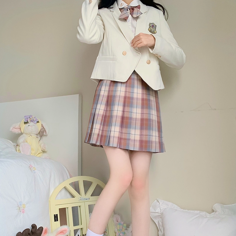 东鲸岁时记 格子制服百褶半身裙 女款