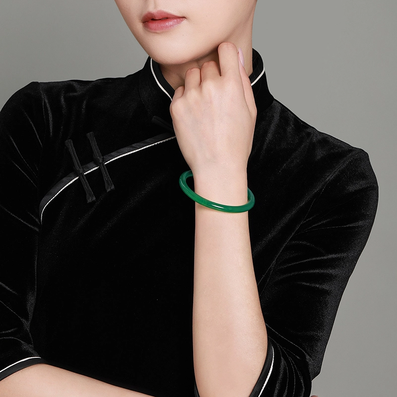 梦金园 素圈古风国潮旗袍汉服新中式 玉髓 手镯 女款