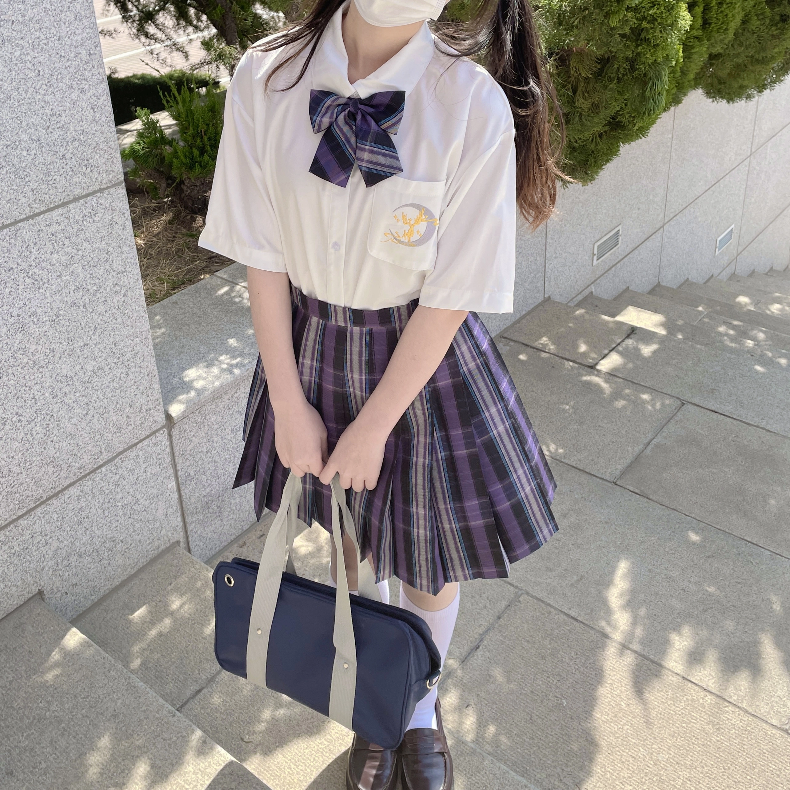 九条喵 刺绣短袖衬衫制服上装 女款