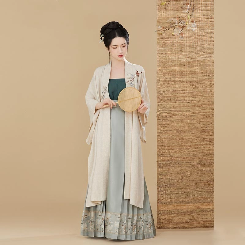 织造司 玉兰吱 长干寺吊带宋抹仿妆花百迭裙古风原创宋制七分袖动物图案汉服 女款
