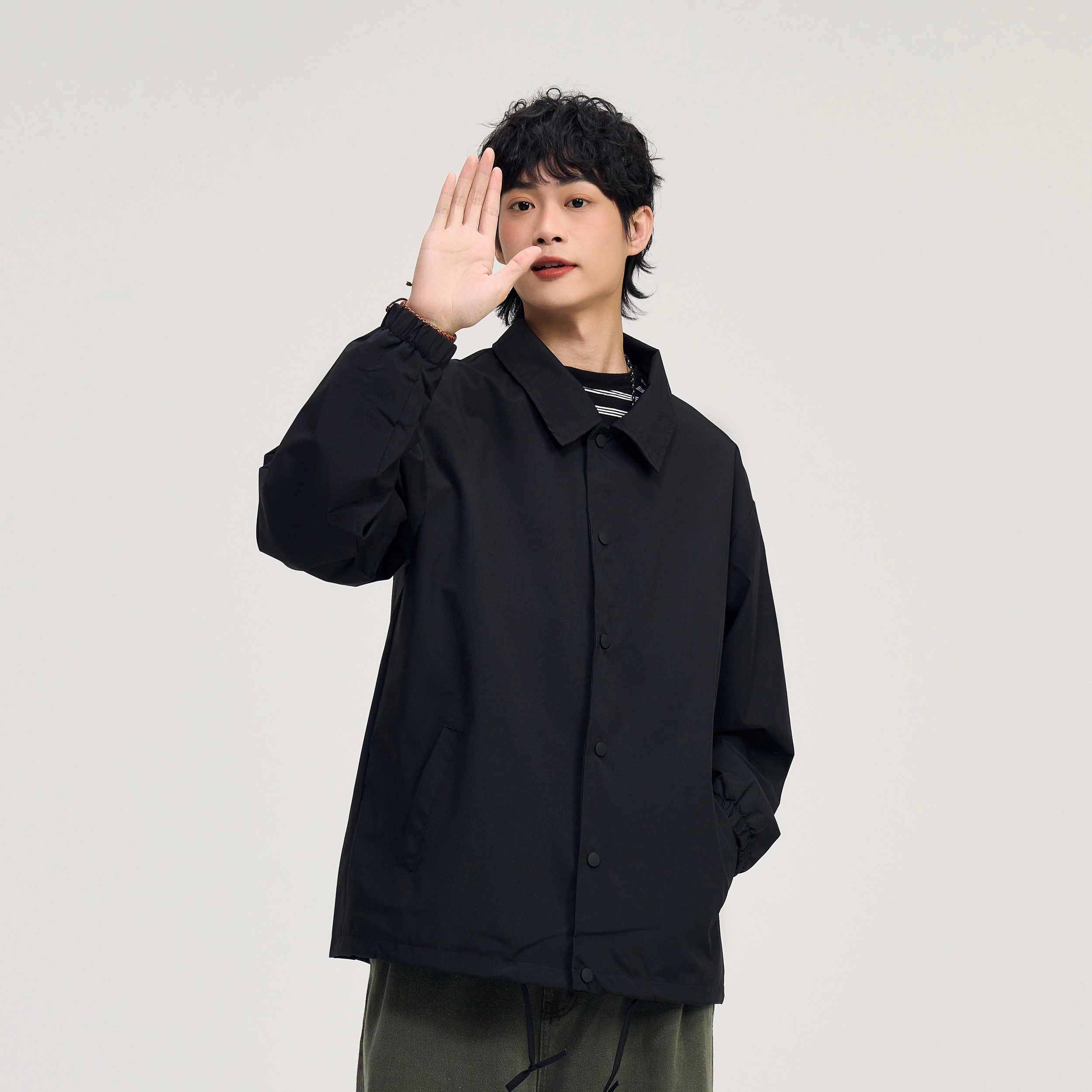 物质公式 日系纯色基础款简约休闲翻领教练夹克 男女同款