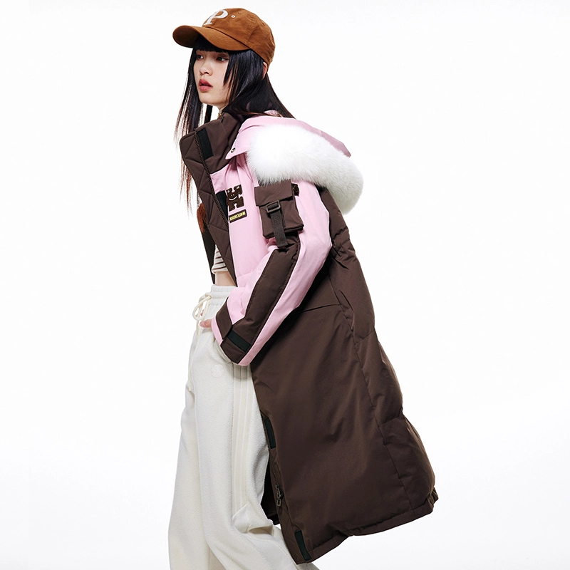 太平鸟 女装 连帽毛领派克服羽绒服 女款
