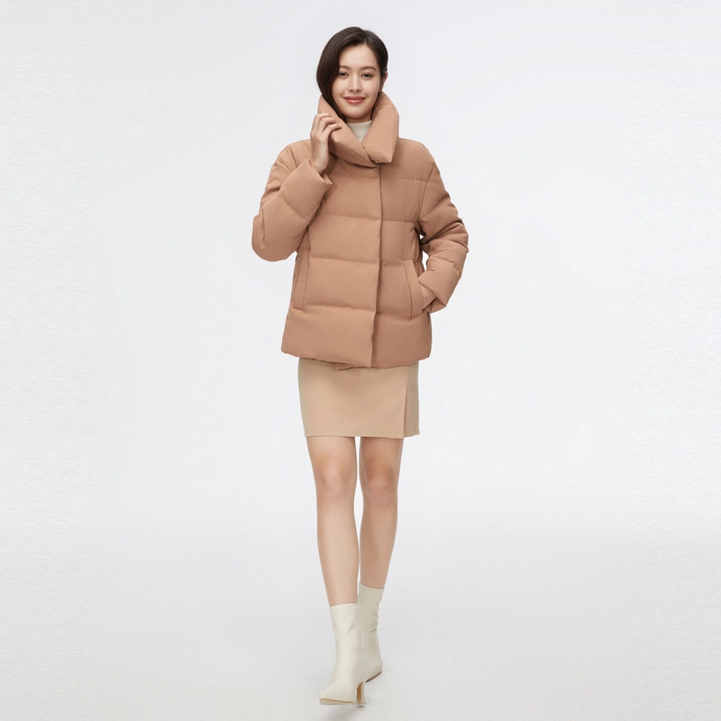 波司登 纯色翻领拉链羽绒服外套 女款 