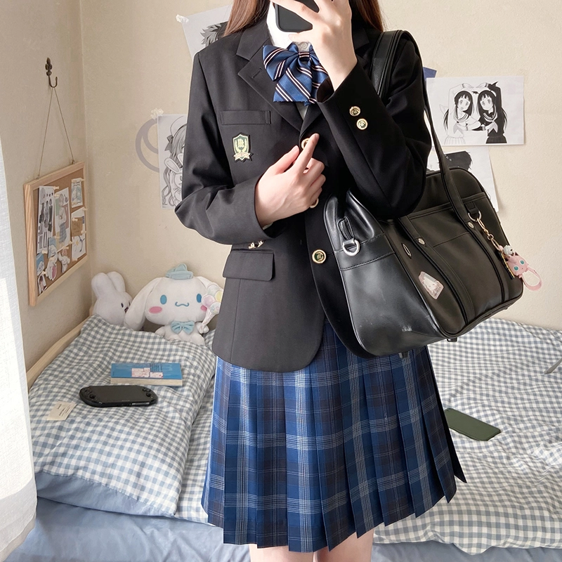 东鲸岁时记 格子高腰百褶短款制服裙装 津岚女高