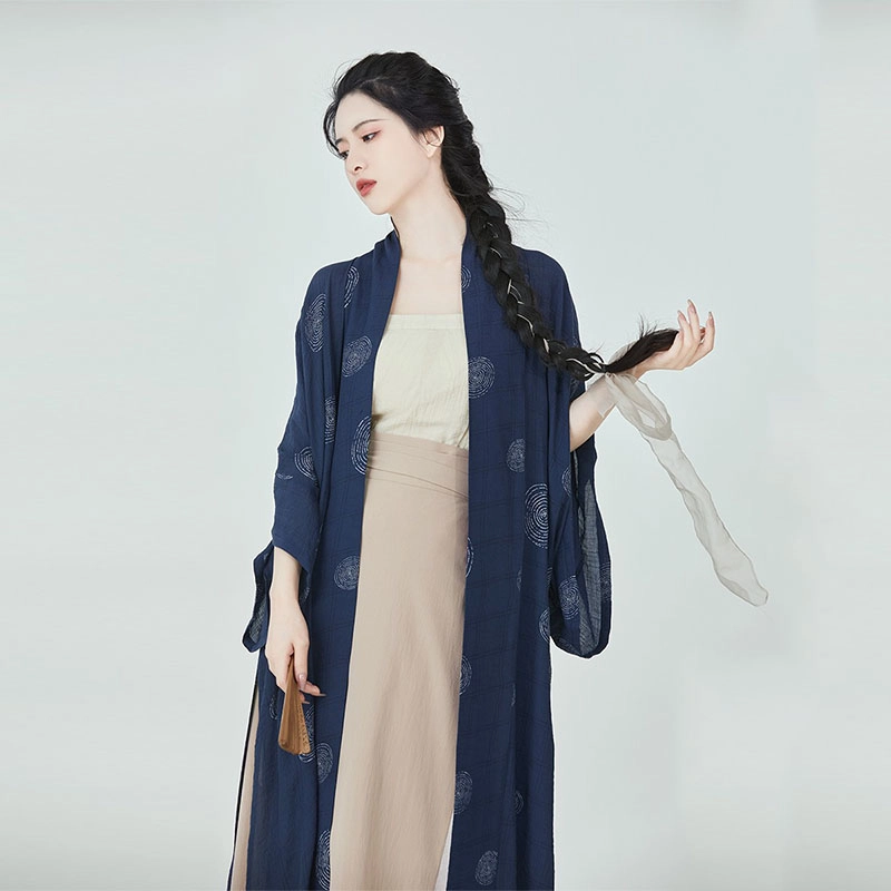 织造司 鸢茶 宋制长干寺半袖对襟长衫吊带改良三裥裙原创汉服 女款