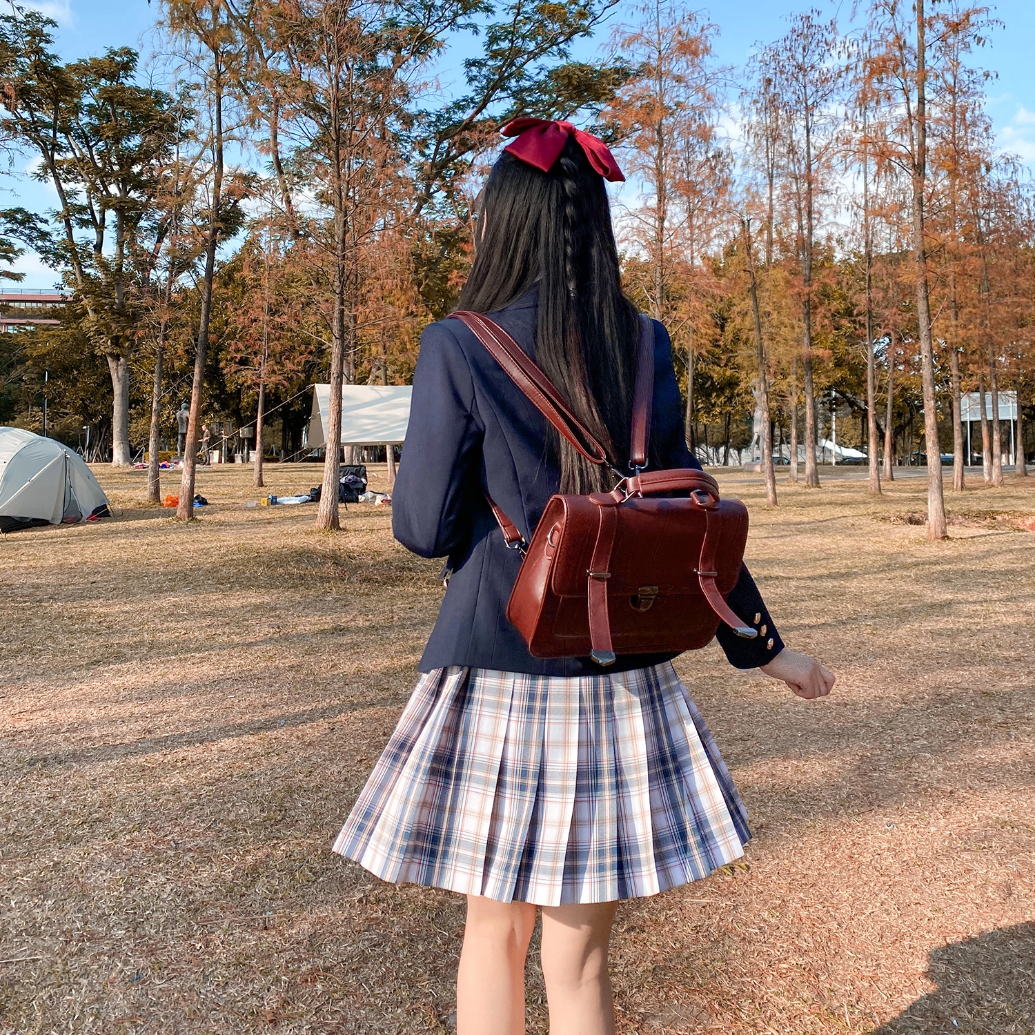 兔半眠 徽章西装外套百褶裙制服套装 女款